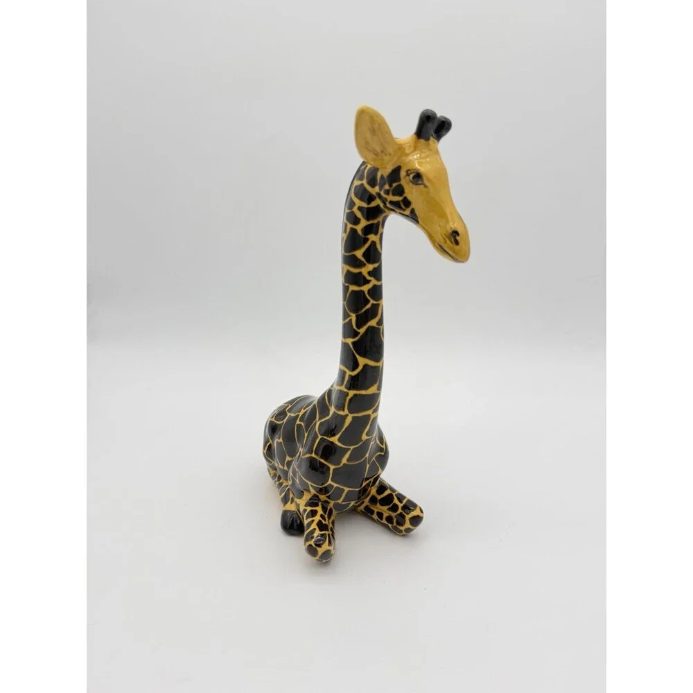 Studio Art Pottery Ceramic Giraffe Painted 10” Sculpture Signed Vintage Rare